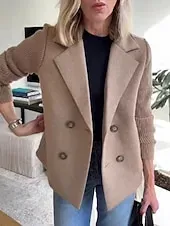 Women's Coat Comfortable Breathable Buttons Fashion Daily Plain Outdoor Casual Daily Single Breasted Regular Lapel Regular Fit Long Sleeve Outerwear Light Blue Black Pink Spring Fall