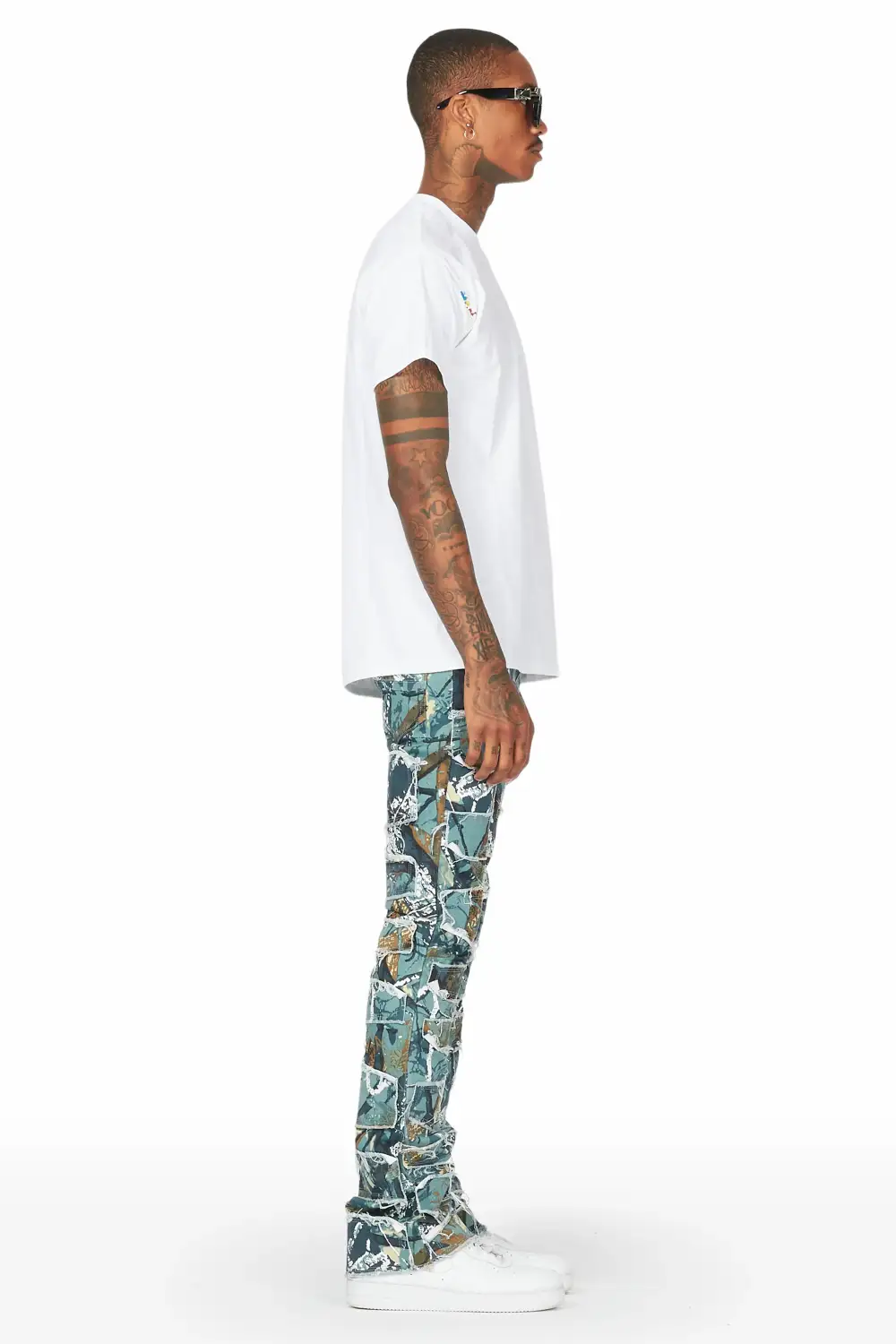 Shake Blue Tree Camo Stacked Flare Jean