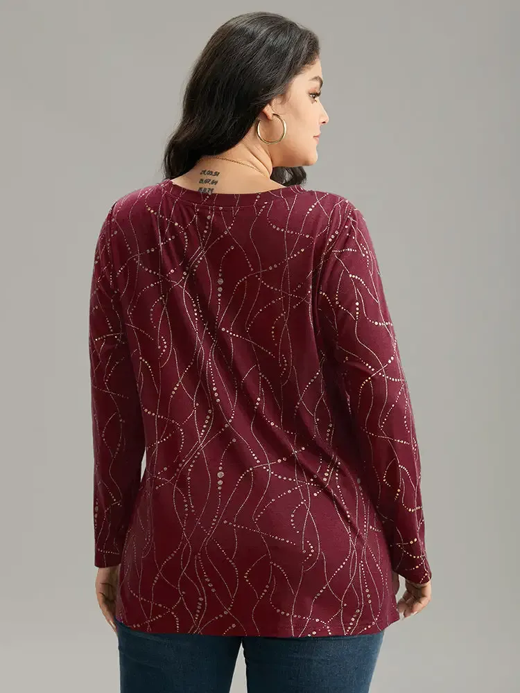 Polka Dot Contrast Round Neck T-Shirt