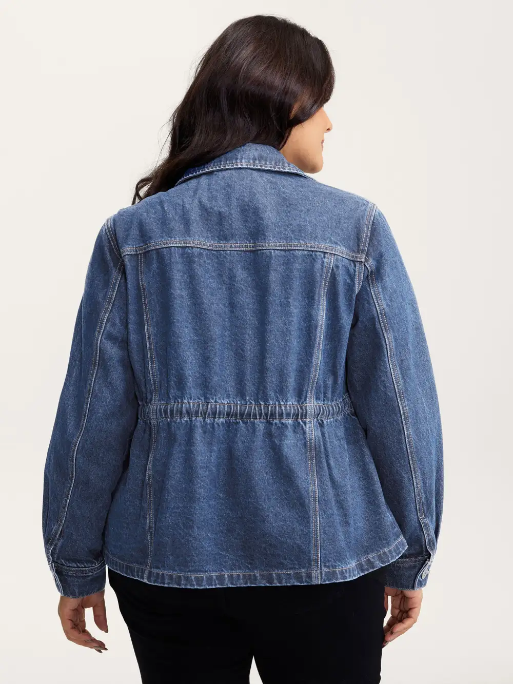 Supersoft Stretchy Waist Button-Down Denim Jacket