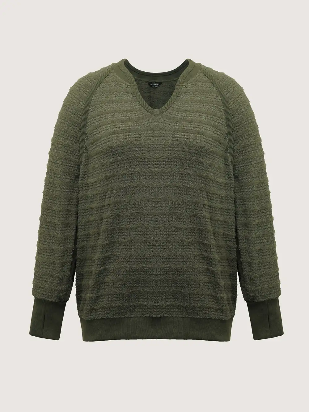 Textured V-Neck Dolman Sleeve Sweatshirt