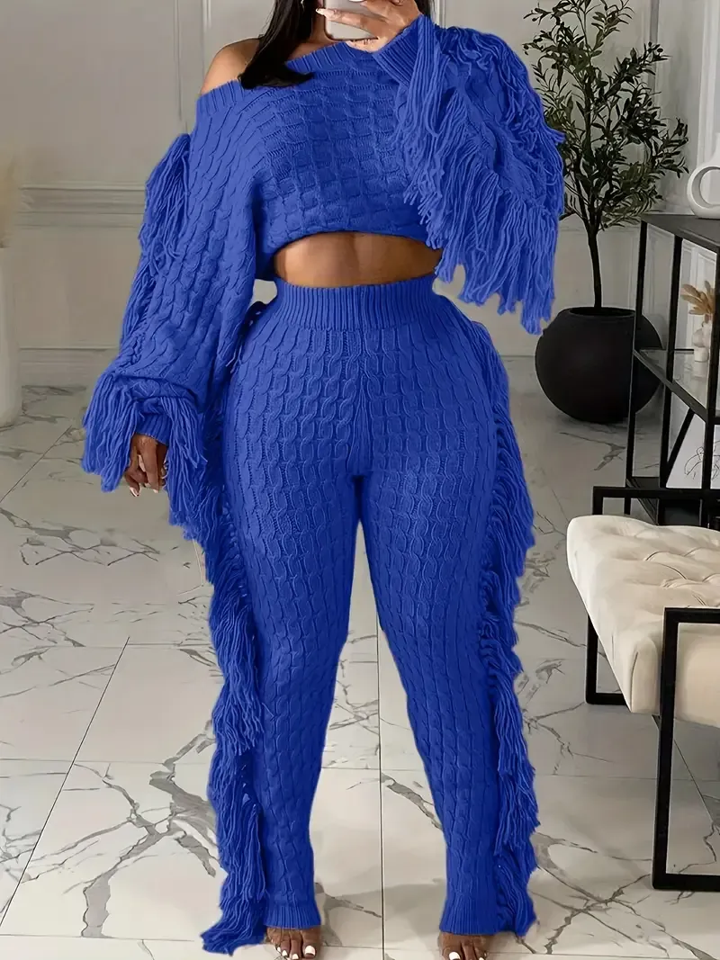 Tassel Knit Sweater Set