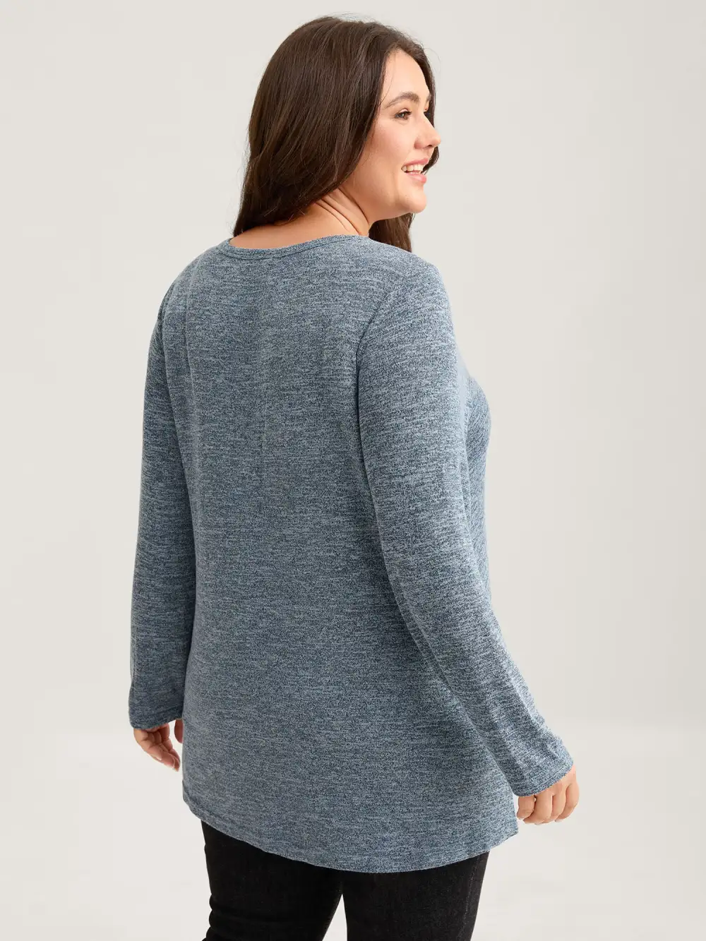 Heather Button Up Long Sleeve T-shirt