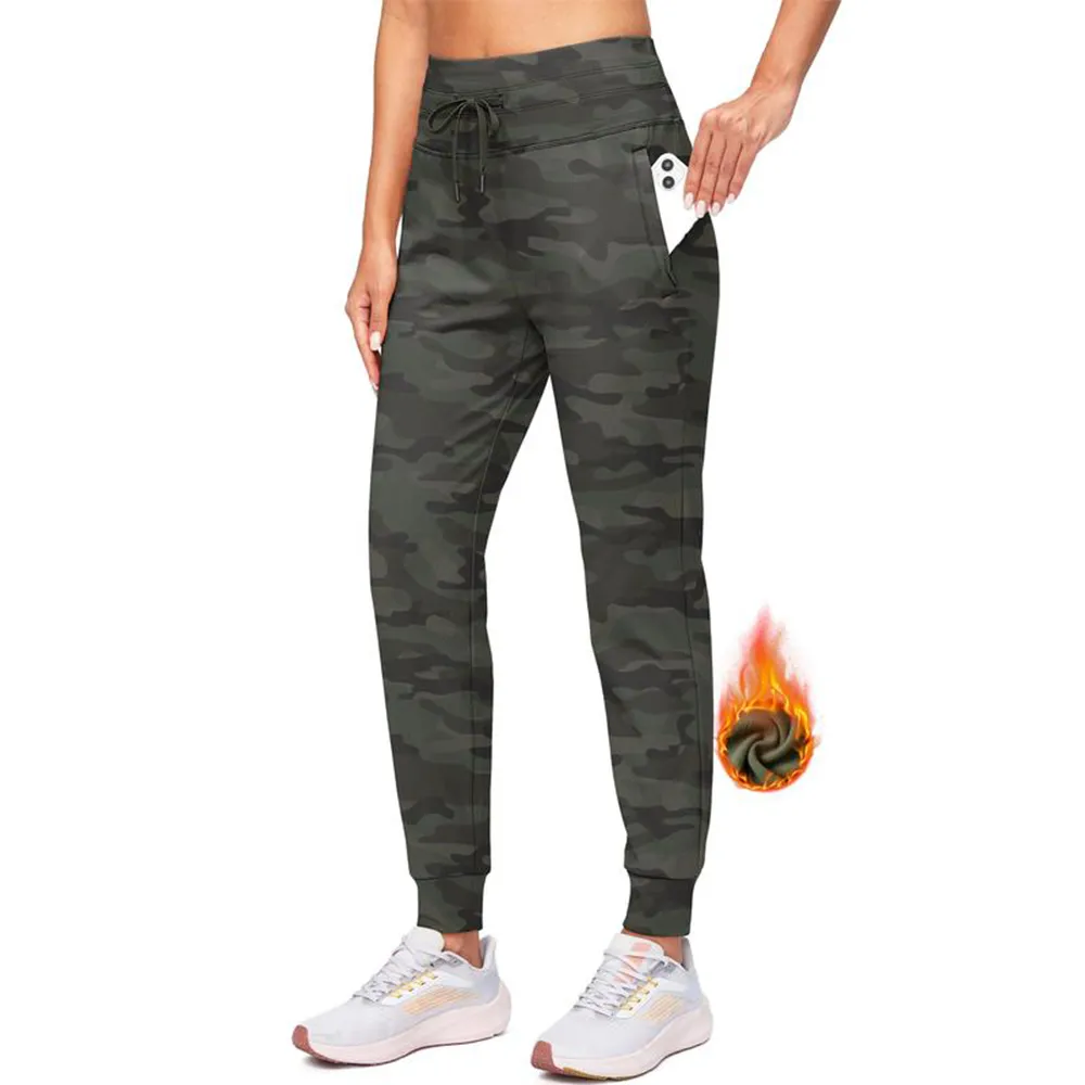 Women’s High-Waist Fleece Lined Joggers – Water-Resistant Warm Athletic Pants