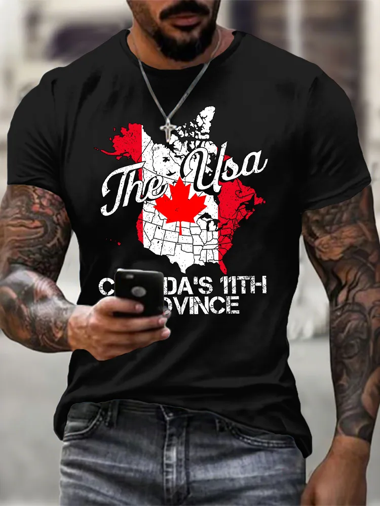 Round-Neck Short-Sleeved Shirt The Usa Canada'S 11Th Province T-Shirt