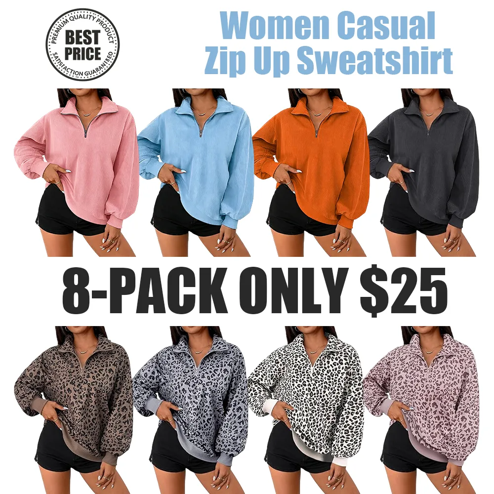 Women Casual Zip Up Sweatshirt