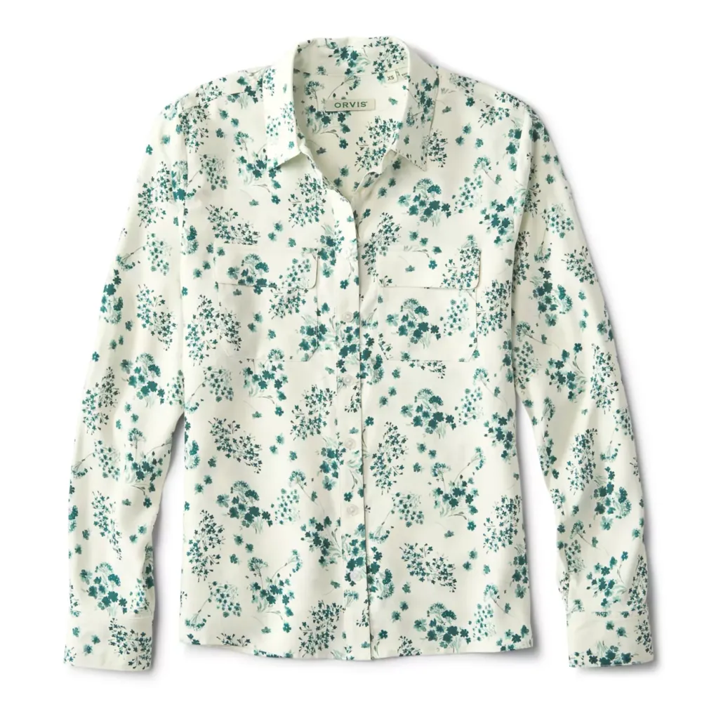 Washable Printed Silk Long-Sleeve Shirt