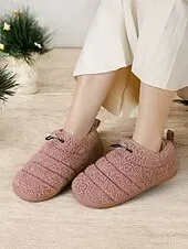 Cozy Fleece Lined Indoor Slippers with Non-Slip Sole – Warm Plush Home Shoes for Women