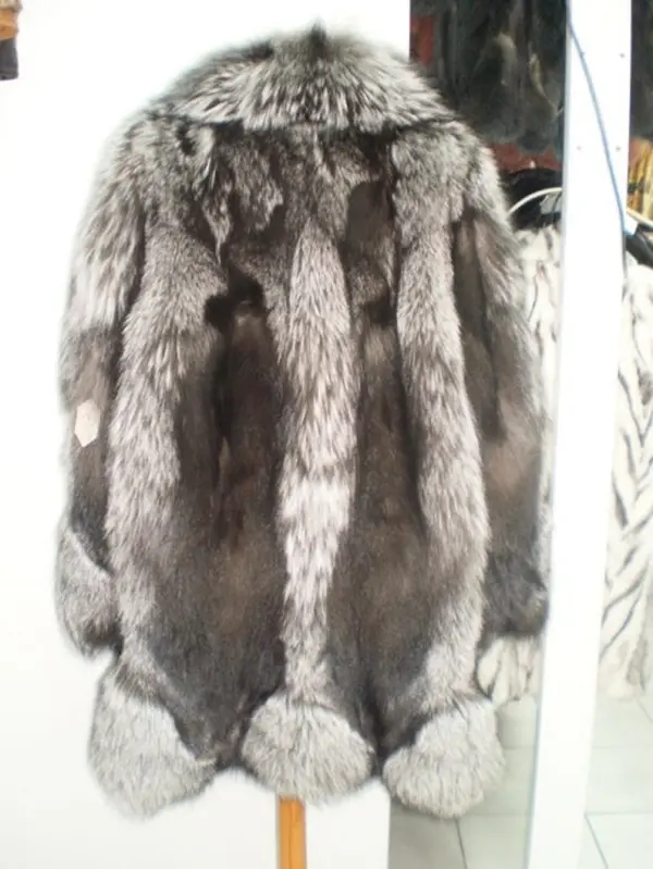 Silver Fox Fur Knee Length Jacket