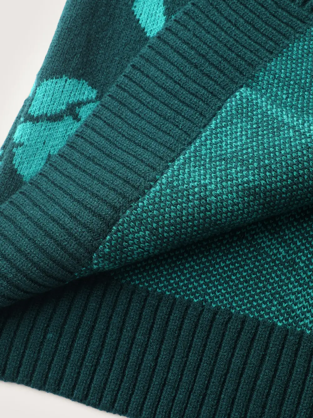 Floral Print V-Neck Ribbed Knit Cardigan