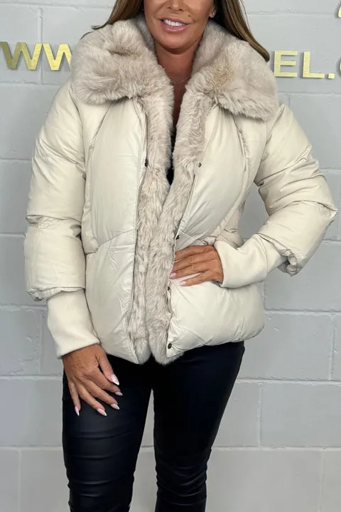 Faux Fur Collar Puffer Coat