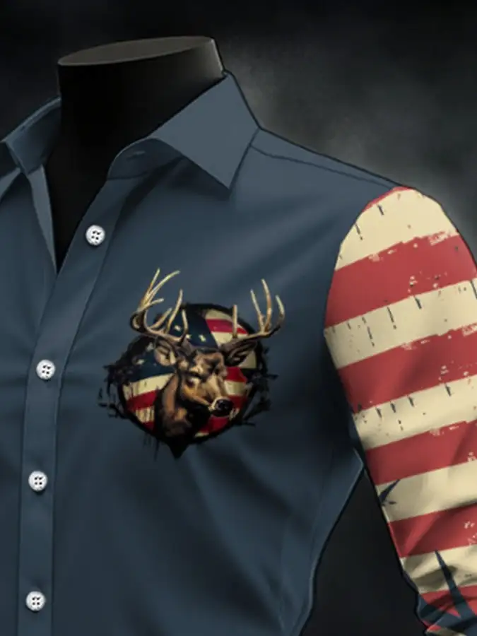 Men's Casual Western Style Contrast Color Shirt