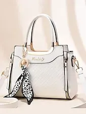 Women's Green Quilted Handbag with Gold Handle, Leopard Print Scarf Accent, and Crossbody Strap for Casual and Office Use