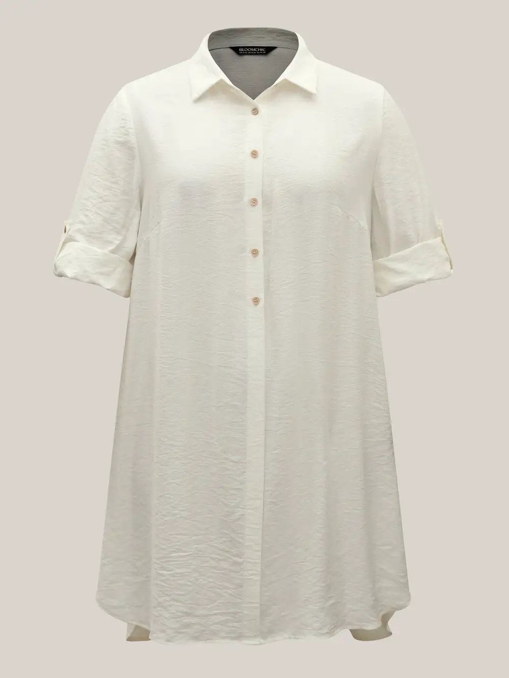 Front-Open Long Basic Blouse