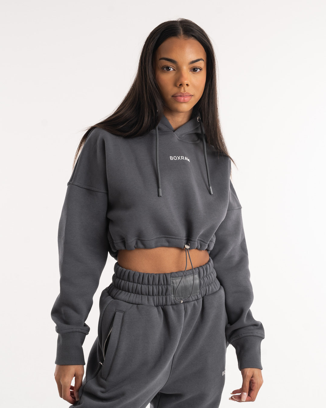Johnson Cropped Hoodie - Charcoal