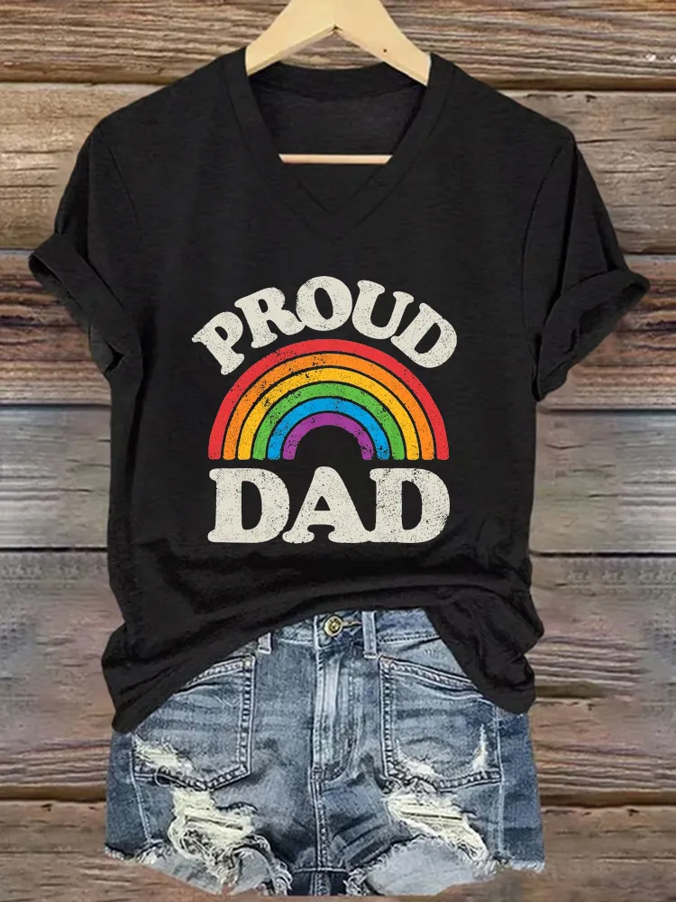 Women'S T-Shirt LGBTQ Proud Dad Gay Pride LGBT Ally Rainbow Father S Day T Shirt