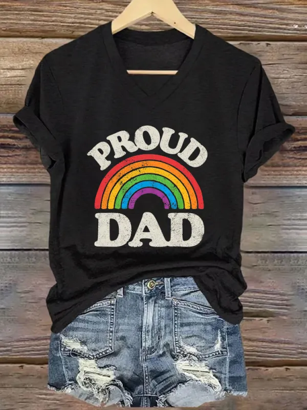 Women'S T-Shirt LGBTQ Proud Dad Gay Pride LGBT Ally Rainbow Father S Day T Shirt