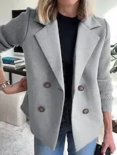Women's Coat Comfortable Breathable Buttons Fashion Daily Plain Outdoor Casual Daily Single Breasted Regular Lapel Regular Fit Long Sleeve Outerwear Light Blue Black Pink Spring Fall
