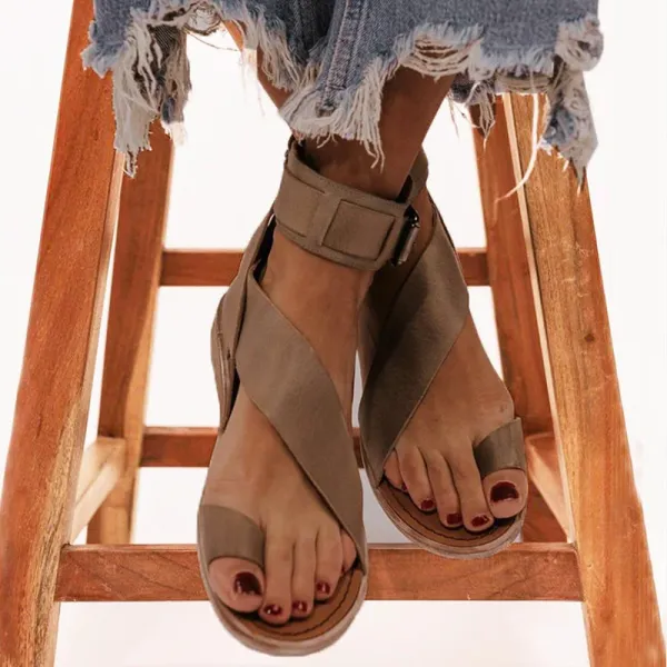 Flat high-top fish mouth cutout sandals