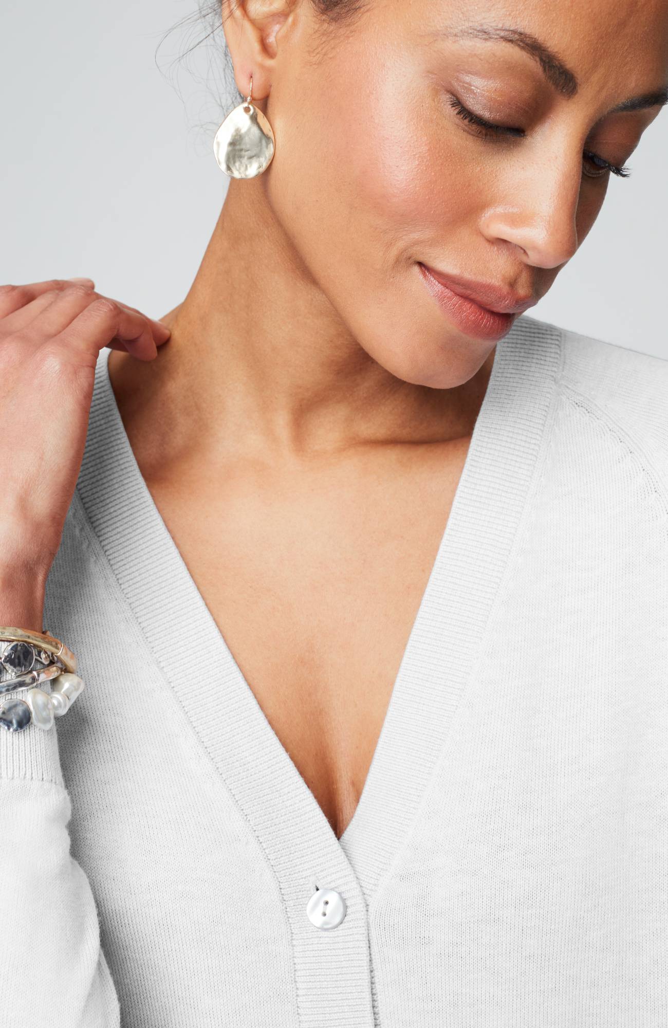 organically grown cotton v-neck cardi