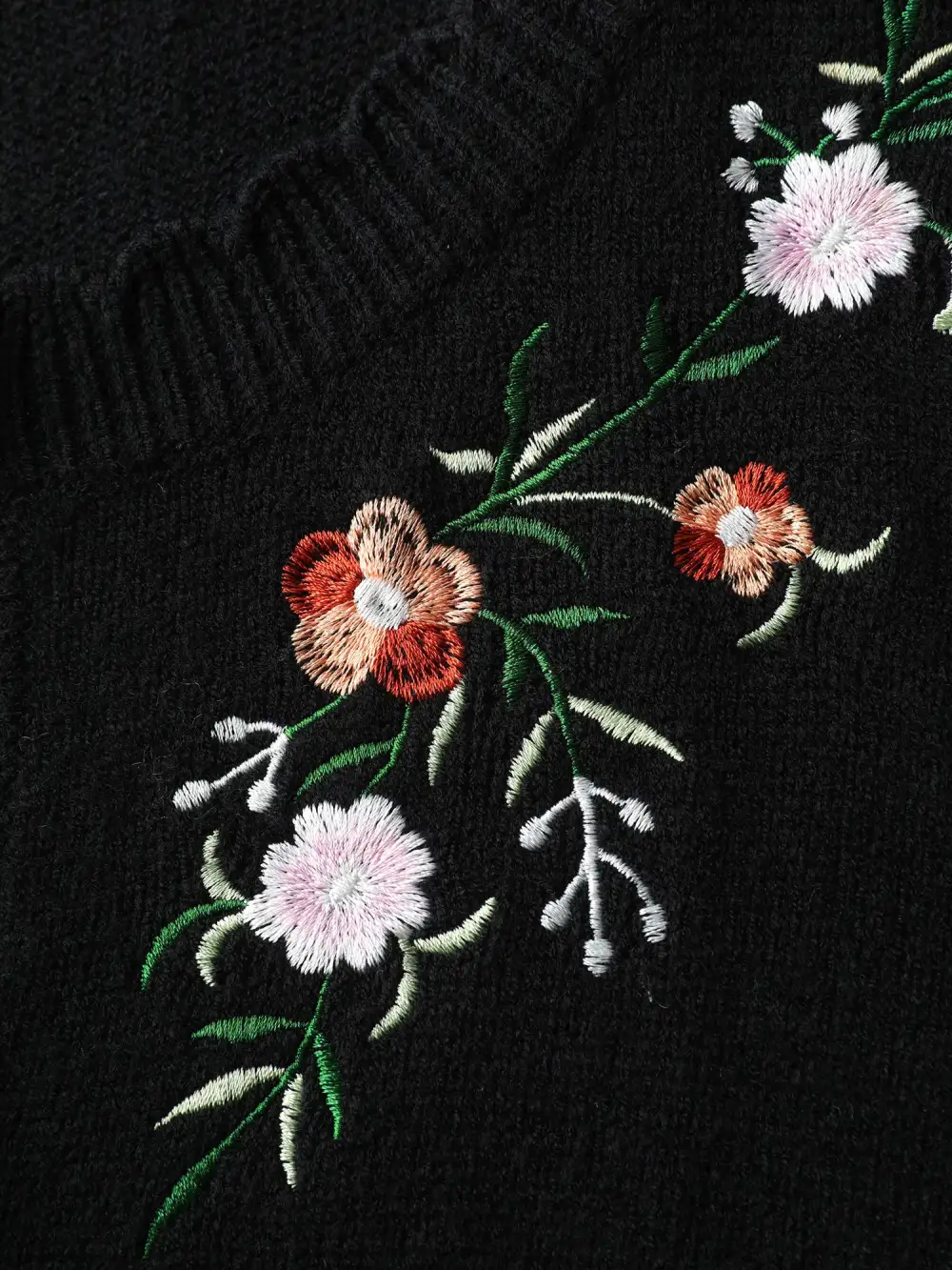 Supersoft Floral Embroidery Buttons Knit Cardigan