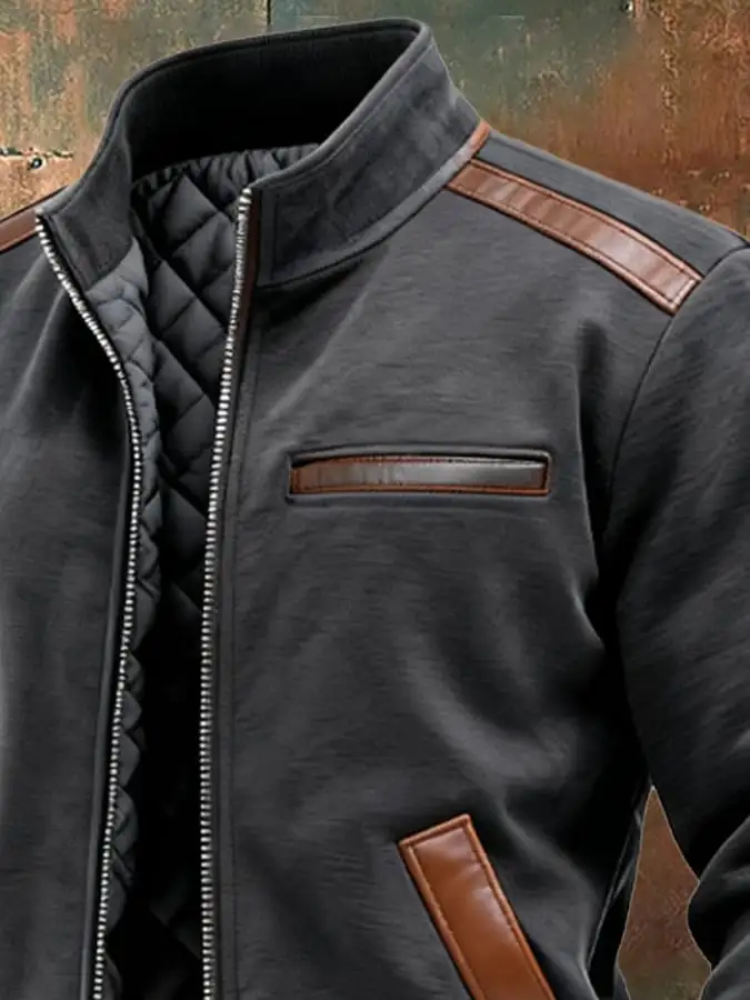 Men's Vintage Suede and Leather Multi-Pocket Outdoor Jacket