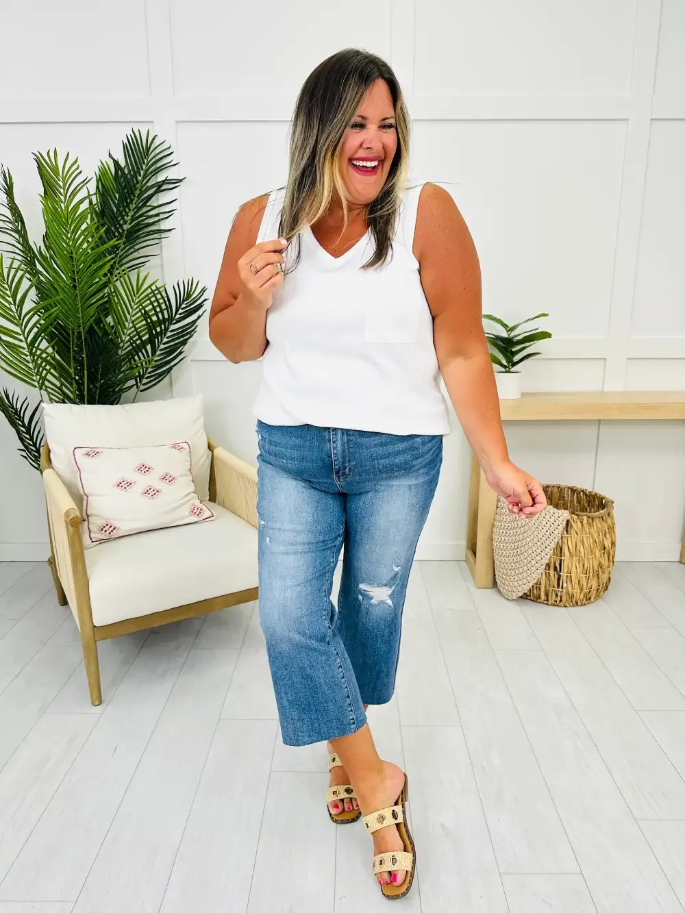 Judy Blue Sew Into You Embroidered Cropped Wide Leg Jeans