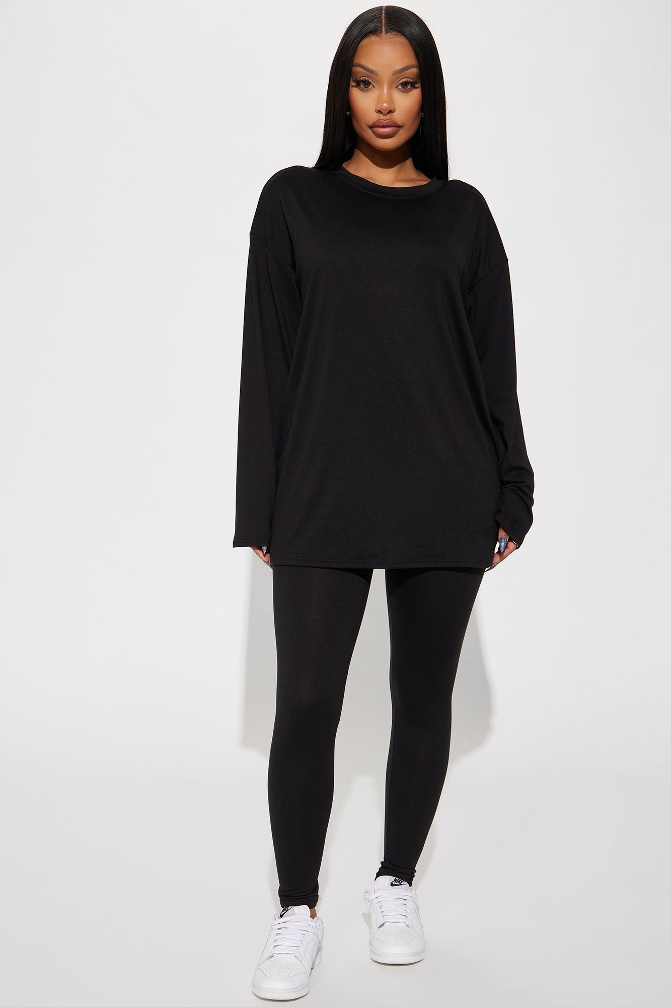 Weekend Vibes Long Sleeve Set - Black
