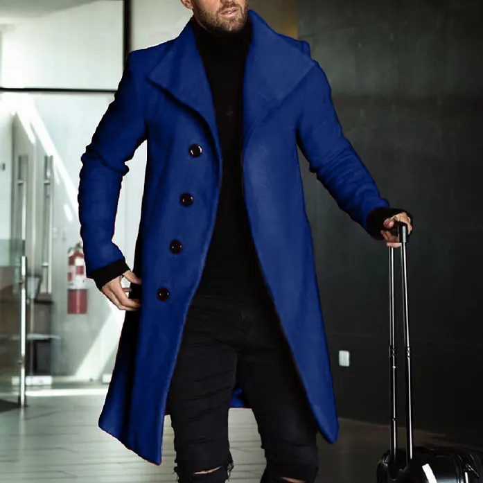 Casual Lapel Pure Color Single Breasted Overcoat