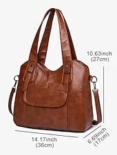 Women's Vintage Brown Faux Leather Tote Bag with Dual Handles and Adjustable Crossbody Strap – Spacious and Stylish for Everyday Use