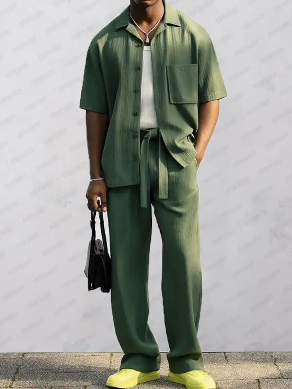 Casual Chic 100% Cotton Shirt Pants Set