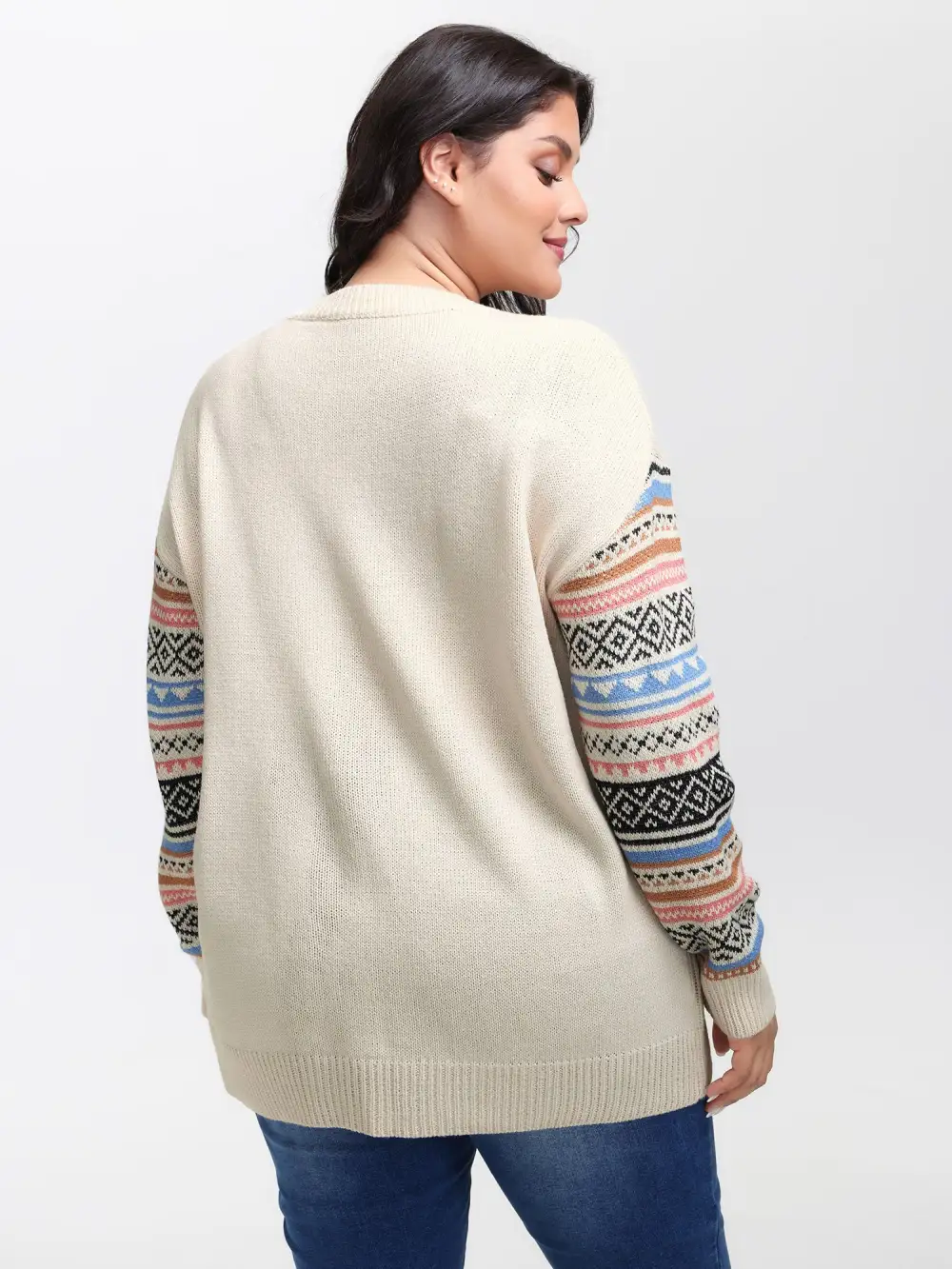 Boho Stripes Jacquard Textured Pullover
