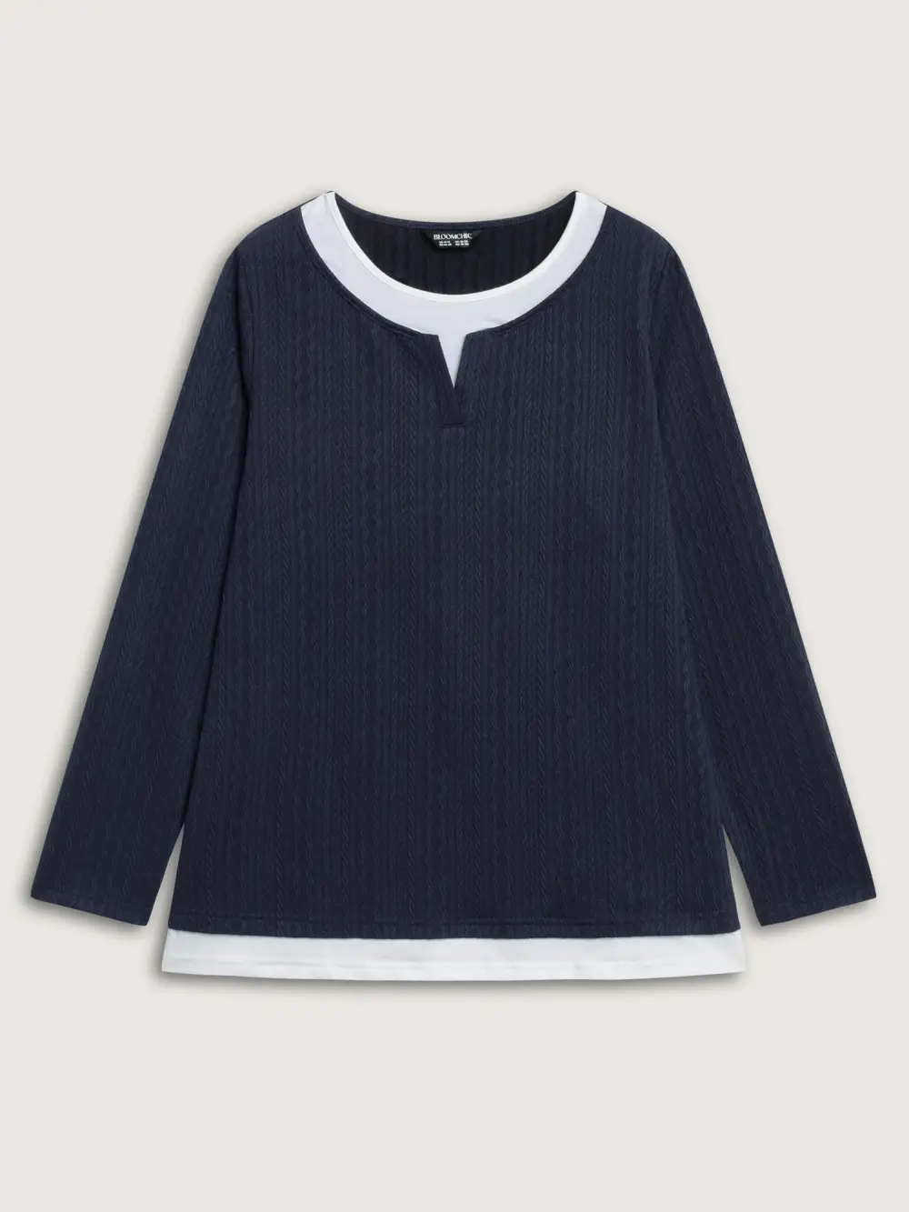 Textured Spliced Round Neck Solid T-Shirt