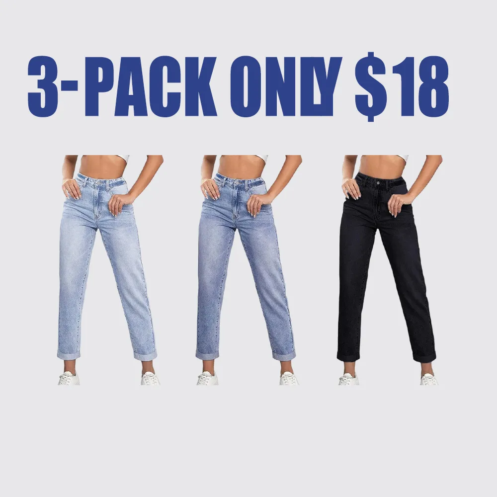 Women's Mid-Rise Tapered Jeans – Casual Street Style Fall Denim Pants