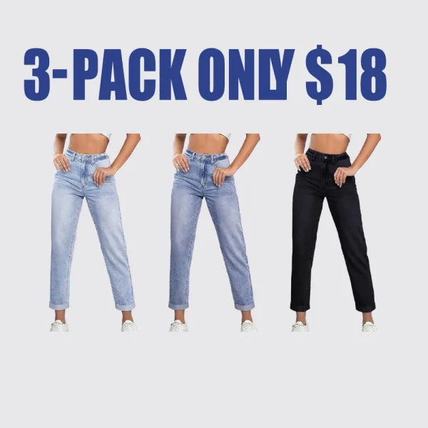 Women's Mid-Rise Tapered Jeans – Casual Street Style Fall Denim Pants