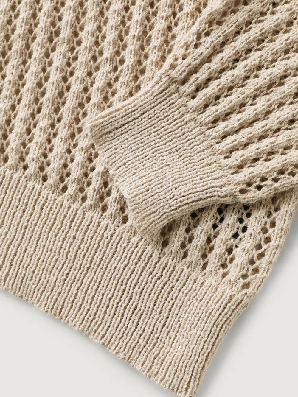 Floral Motif Cut-Out Textured Pullover