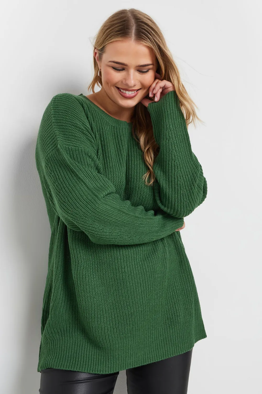 YOURS Curve Navy Blue Drop Shoulder Knitted Jumper