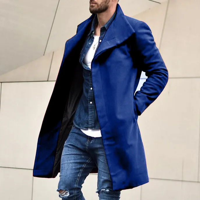 Casual Lapel Pure Color Single Breasted Overcoat