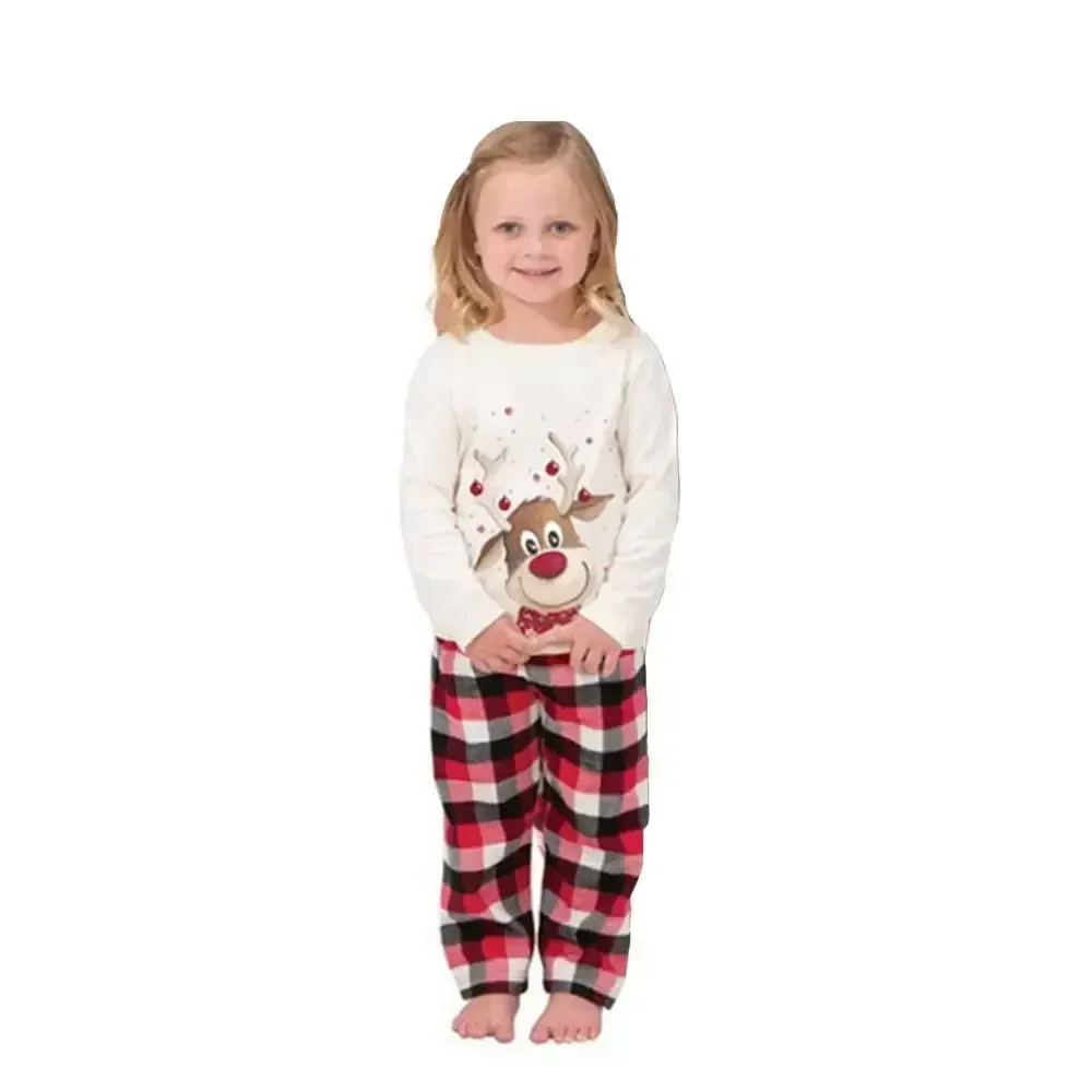 Family Matching Reindeer Plaid Pajamas Set