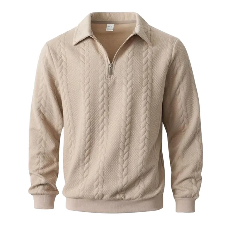 Men's Fall Winter Knitted Polo Neck Sweatshirt