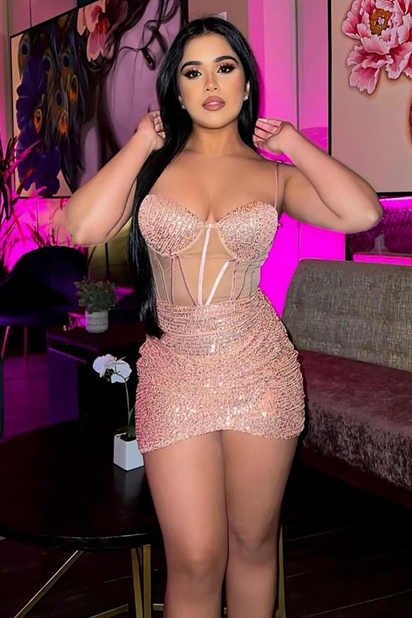 Petite Always & Forever Sequin Mini Dress - Mauve