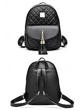 Women's Quilted Pink Leather Backpack Wristlet Card Holder Three-Piece Set , Including Wallet and Card Holder, Fashionable and Practical, Suitable for Daily Use, Work and Casual Outings