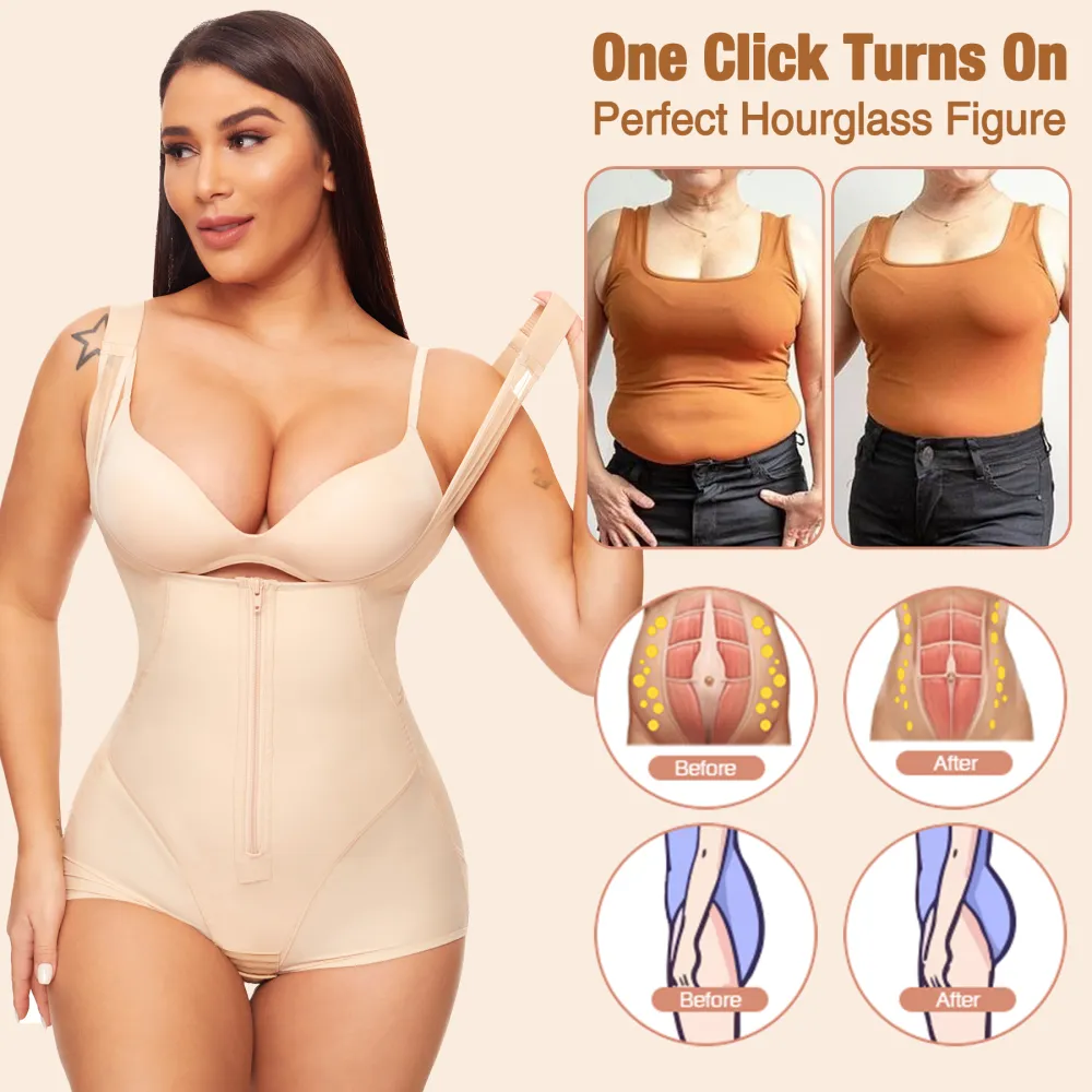 Single Row Zipper Simple One Piece Shapewear