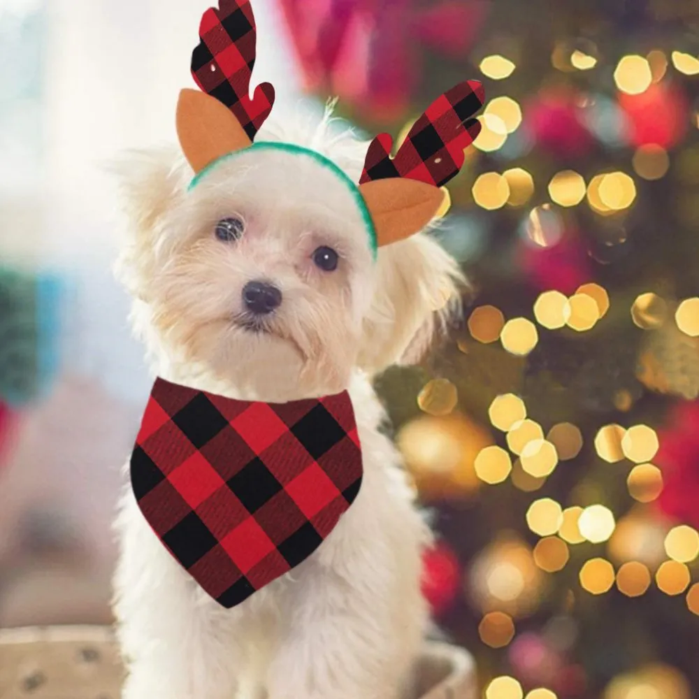 Christmas round collar red print parent-child suit (with Pet Dog Clothes)