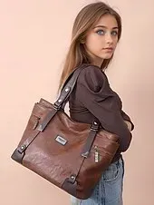 Premium Brown Faux Leather Handbag for Women – Versatile Messenger Bag with Adjustable Strap for Work and Casual Use