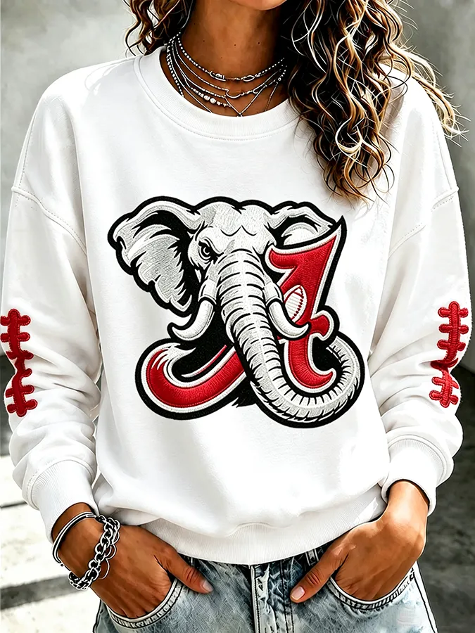 Ladies' Rugby Printed Round Neck T-Shirt