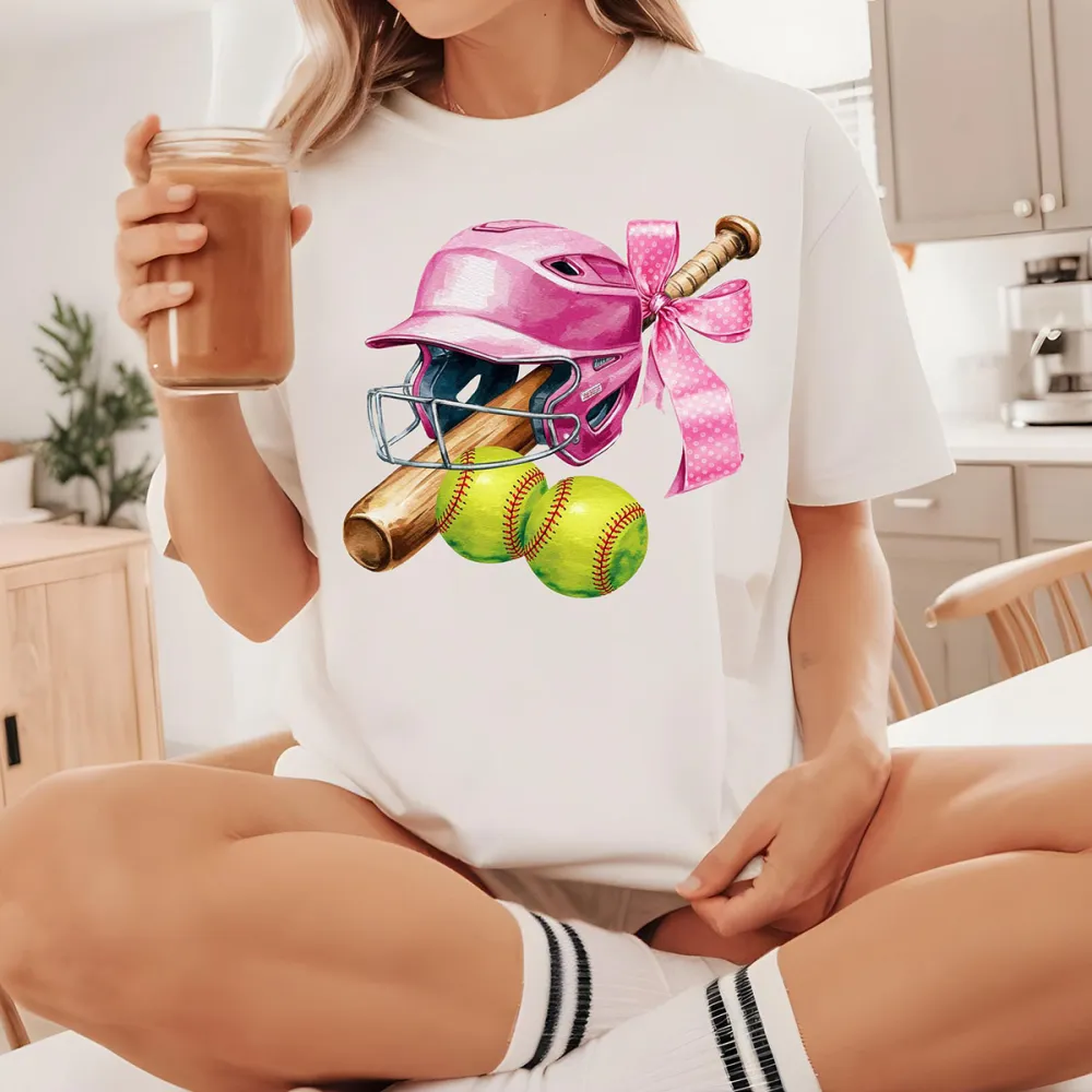 Baseball Season Printed Round Neck Short Sleeve T-Shirt