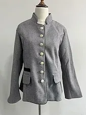 Women's Trench Coat Warm Comfortable Pocket Buttons Fashion Outdoor Plain Going out Weekend Single Breasted Regular Stand Collar Regular Fit Long Sleeve Outerwear Coffee Gray Fall Winter