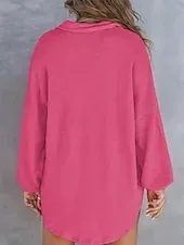 Women's Shirt Blouse Solid Color Basic Casual Long Sleeve Shirt Collar Long Tops Daily Buttons Pocket Black Fuchsia Green Beige Fall Winter