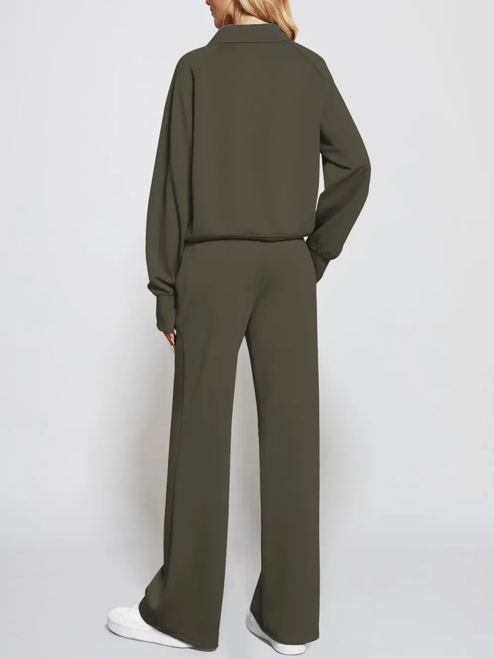 Women's Oversized Half Zip Wide Leg 2 Piece Outfits Lounge Set